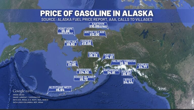 $24.49 for a gallon of gas. $6.69 a gallon for diesel. Alaska fuel prices as big as the state